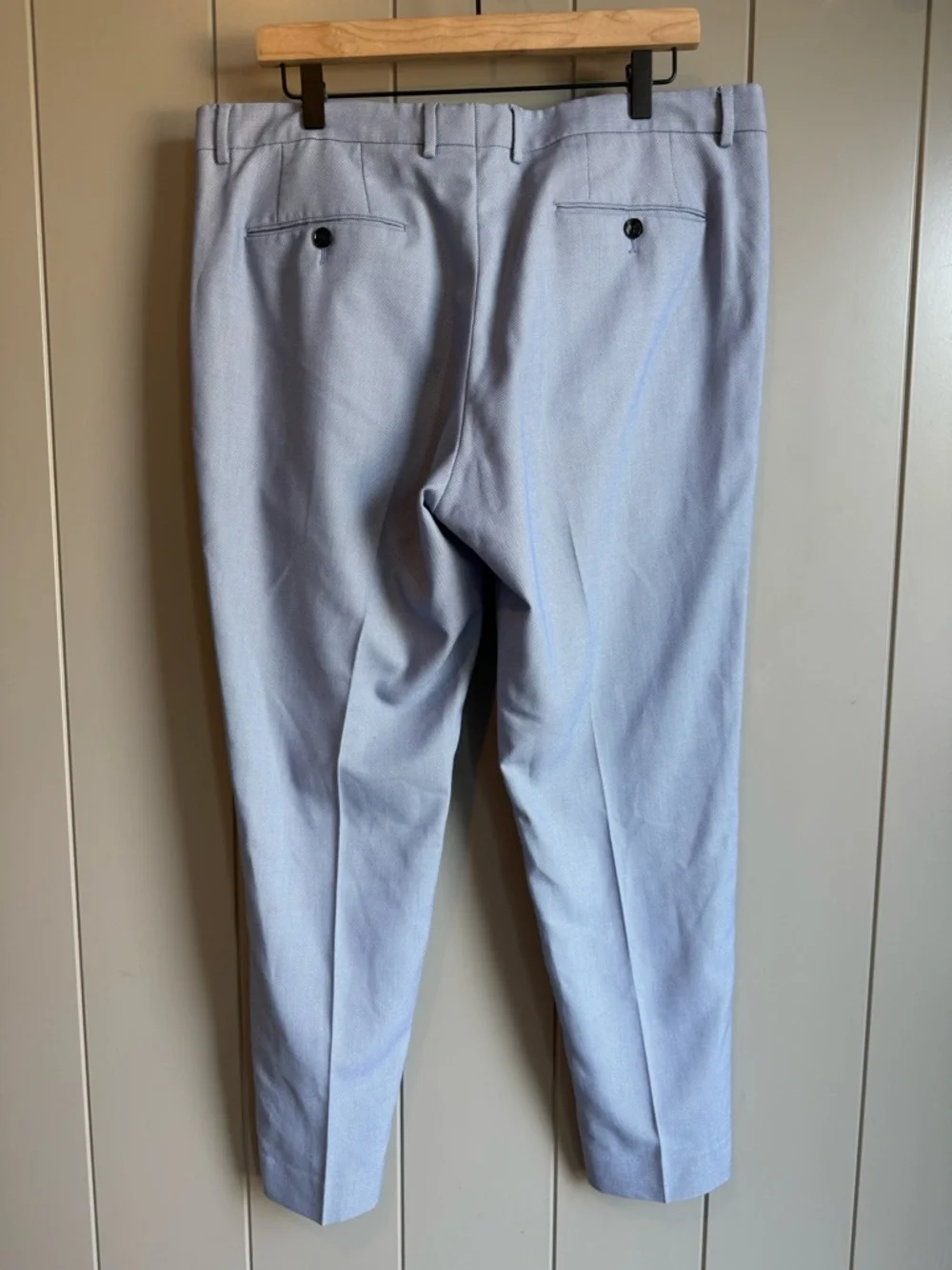 ZARA Mens 36x28 Straight Fit Light Blue Flat Front Trouser Dress Suit Pants